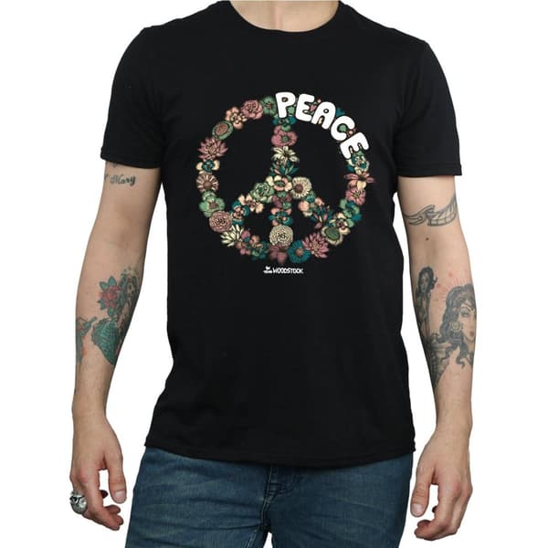 Woodstock Mens Floral Peace T-Shirt