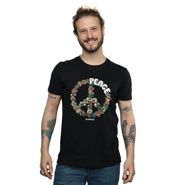 Woodstock Mens Floral Peace T-Shirt