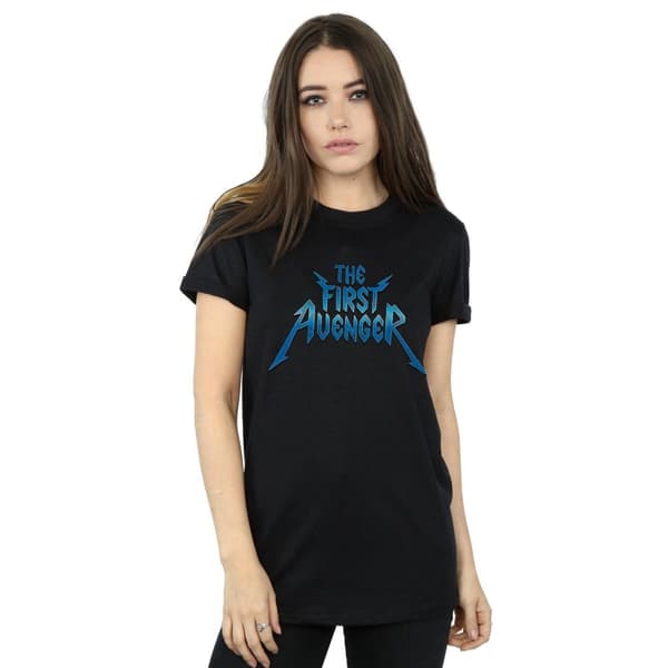 Marvel Womens/Ladies The First Avenger Metal Logo Cotton Boyfriend T-Shirt