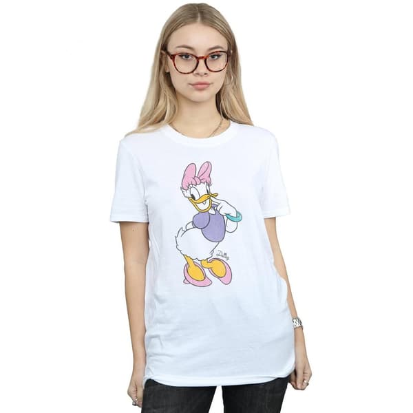 Disney Dam/Lady Classic Daisy Duck Boyfriend T-shirt i bomull