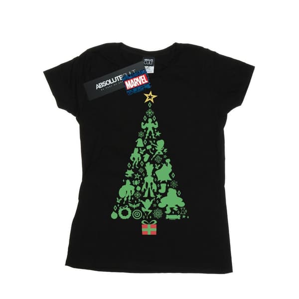 Marvel Womens/Ladies Avengers Christmas Tree Cotton T-Shirt