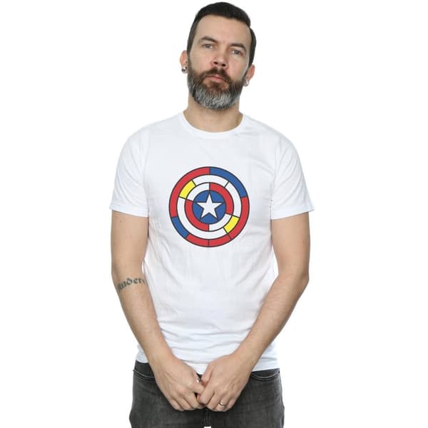 Marvel Mens Captain America Stained Glass Shield T-Shirt