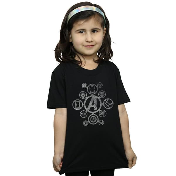 Marvel Girls Avengers Infinity War Distressed Metal Icons Cotton T-Shirt
