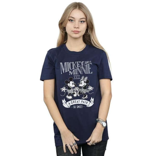 Disney Dam / Dam Musse Pigg och Mimmi Pigg Great Pair Bomull Boyfriend T-shirt