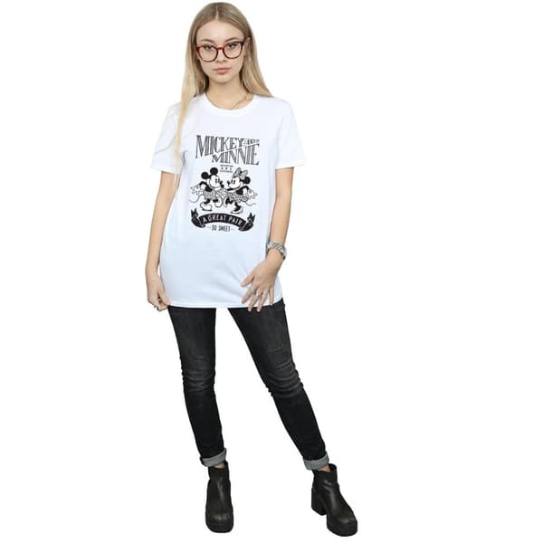 Disney Dam / Dam Musse Pigg och Mimmi Pigg Great Pair Bomull Boyfriend T-shirt