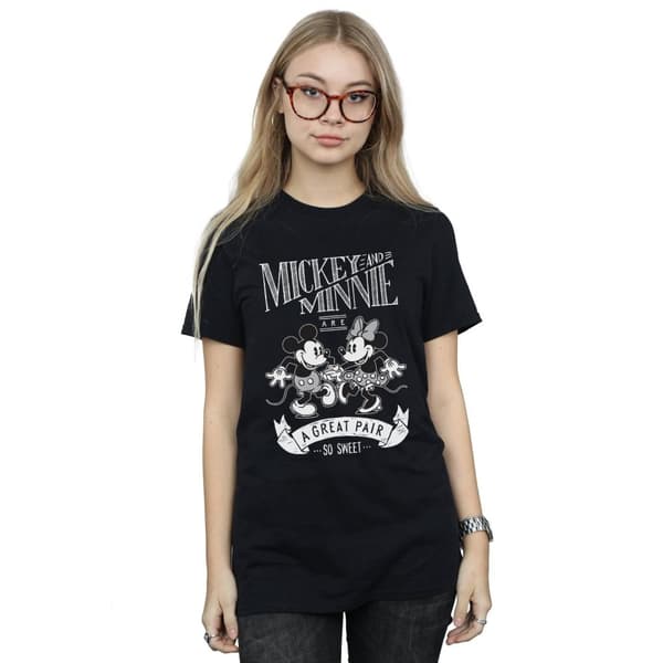 Disney Dam / Dam Musse Pigg och Mimmi Pigg Great Pair Bomull Boyfriend T-shirt