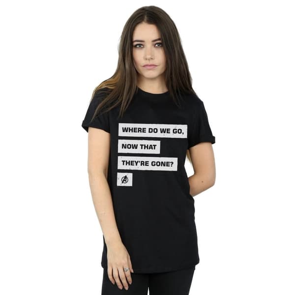 Marvel Womens/Ladies Avengers Endgame Where Do We Go Cotton Boyfriend T-Shirt
