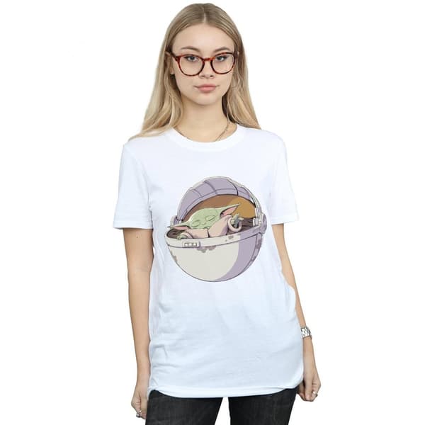 Star Wars Womens/Ladies The Mandalorian Sleeping Child Cotton Boyfriend T-Shirt