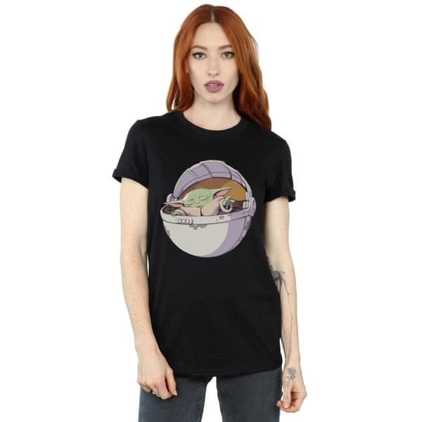 Star Wars Womens/Ladies The Mandalorian Sleeping Child Cotton Boyfriend T-Shirt