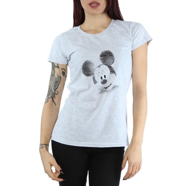Disney Womens/Ladies Mickey Mouse Text Face Cotton T-Shirt