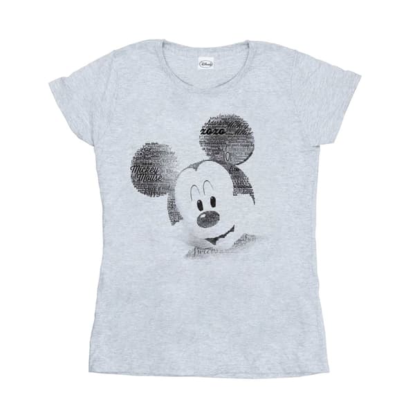 Disney Womens/Ladies Mickey Mouse Text Face Cotton T-Shirt