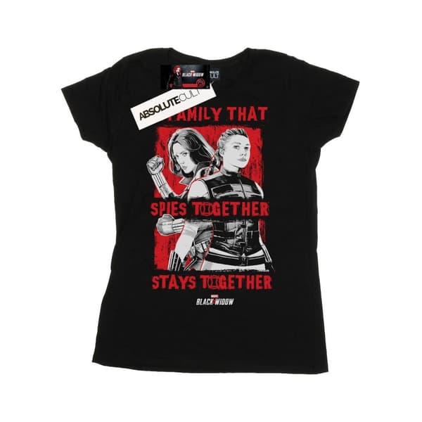 Marvel Womens/Ladies Black Widow Movie Spies Together Cotton T-Shirt Black XXL