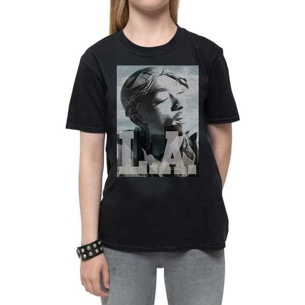 Tupac Shakur Childrens/Kids LA Skyline Cotton T-Shirt