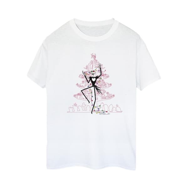 Disney Dam/Tjej The Nightmare Before Christmas Tree Rosa Bomull Boyfriend T-shirt