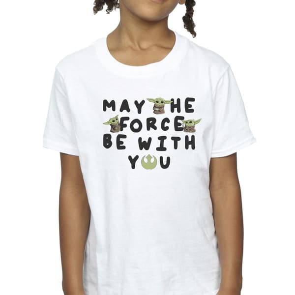 Star Wars Girls The Mandalorian Grogu May The Force Be With You Cotton T-Shirt