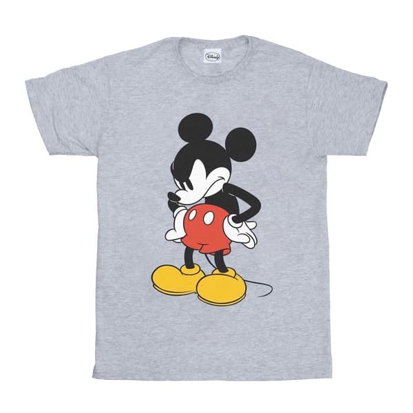 Disney Mens Mickey Mouse Angry Look Down T-Shirt Sports Grey 5XL