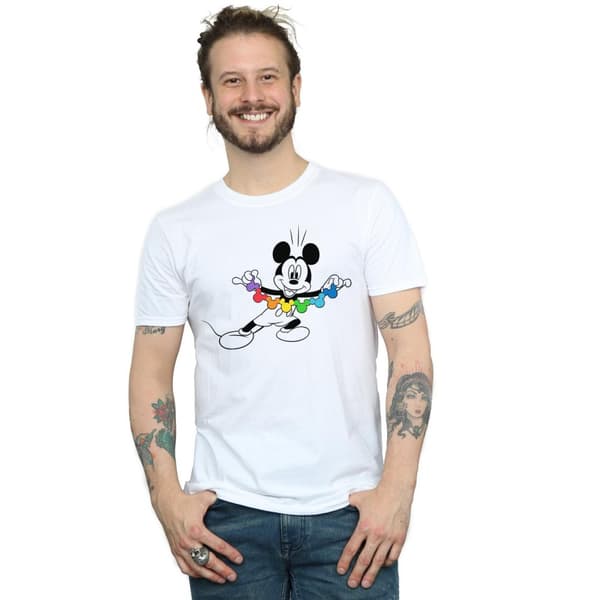 Disney Mens Musse Pigg T-shirt med regnbågskedja
