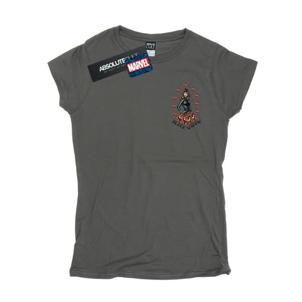 Marvel Dam/kvinnor - Black Widow Tattoo - T-shirt i bomull med brösttryck