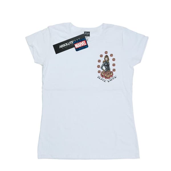 Marvel Dam/kvinnor - Black Widow Tattoo - T-shirt i bomull med brösttryck