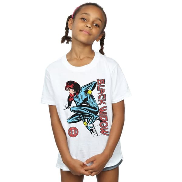 Marvel T-shirt i bomull för flickor - Black Widow i aktion