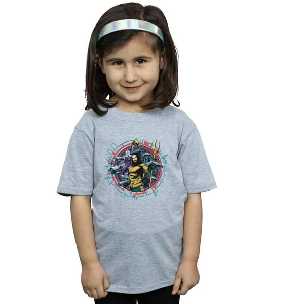 DC Comics Girls Aquaman Circular Crest Cotton T-Shirt