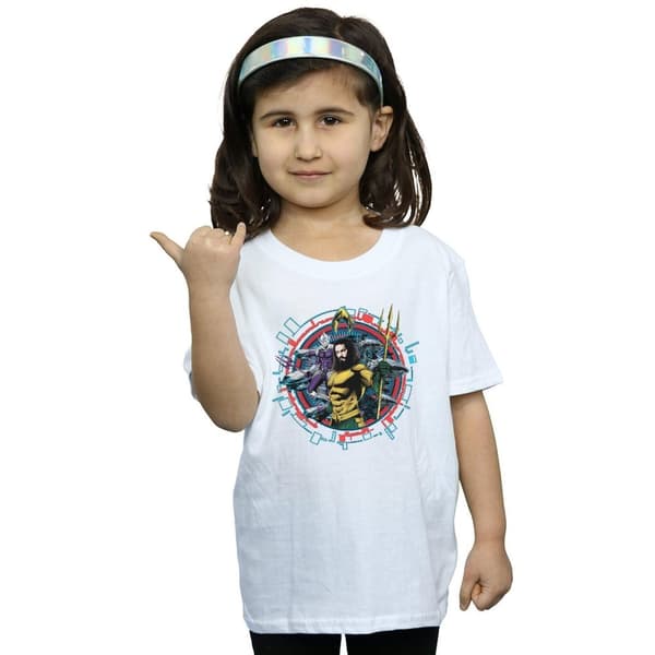 DC Comics Girls Aquaman Circular Crest Cotton T-Shirt