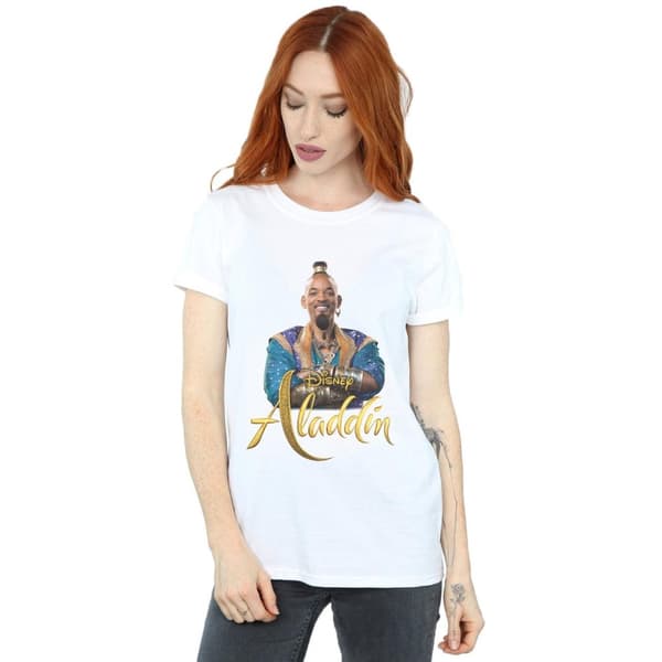 Disney Dam/Tjej Aladdin Movie Genie Foto Bomull Boyfriend T-shirt