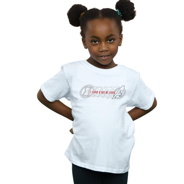 Marvel Girls Black Widow Movie Lots Of Lives Cotton T-Shirt