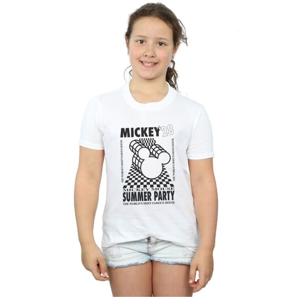 Disney Girls Mickey Mouse Summer Party Cotton T-Shirt