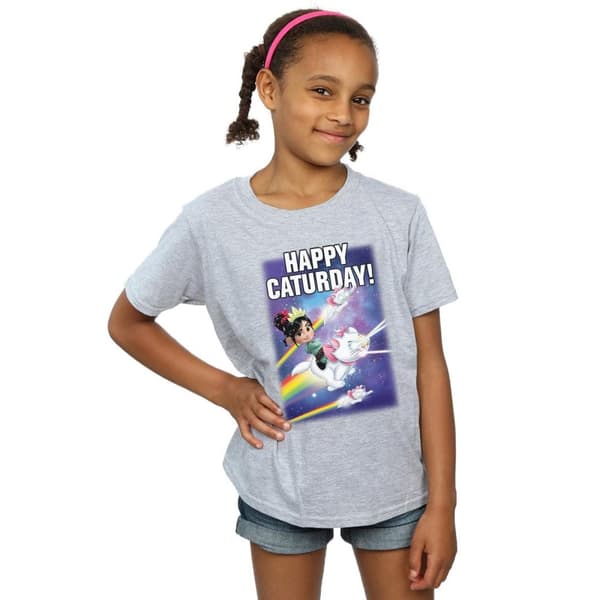 Disney Girls Wreck It Ralph Happy Caturday Cotton T-Shirt