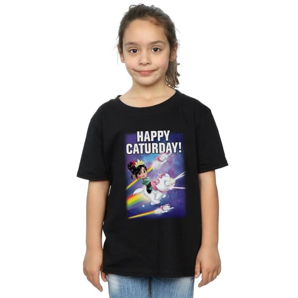 Disney Girls Wreck It Ralph Happy Caturday Cotton T-Shirt