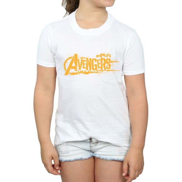 Marvel Girls Avengers Infinity War Orange Logo Cotton T-Shirt