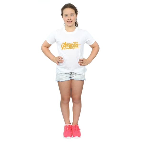Marvel Girls Avengers Infinity War Orange Logo Cotton T-Shirt