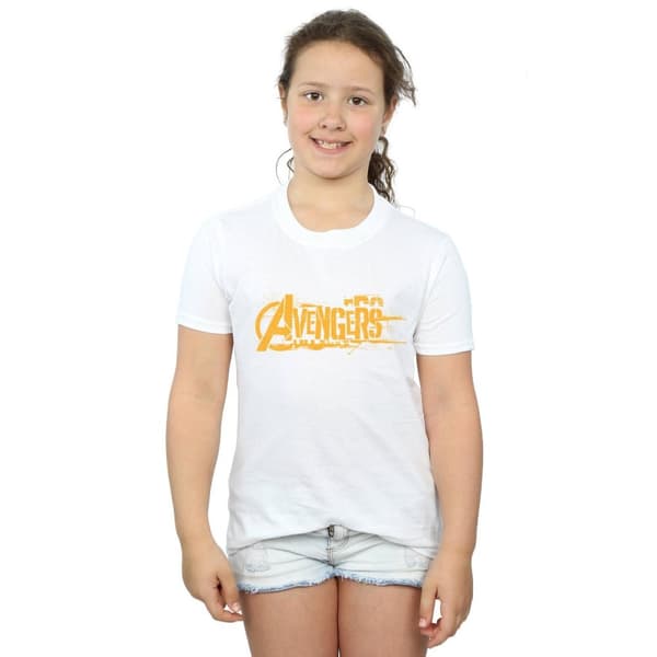 Marvel Girls Avengers Infinity War Orange Logo Cotton T-Shirt