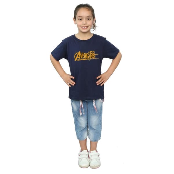 Marvel Girls Avengers Infinity War Orange Logo Cotton T-Shirt