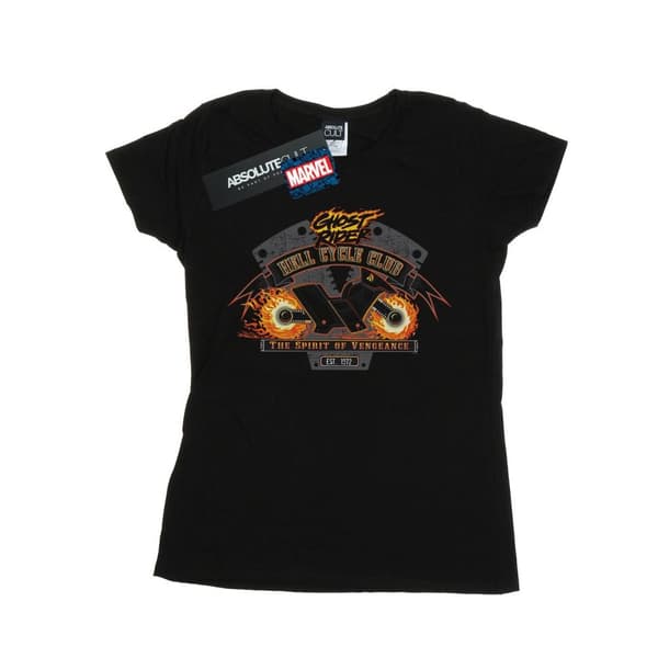 Marvel Womens/Ladies Ghost Rider Hell Cycle Club Cotton T-Shirt Black XL