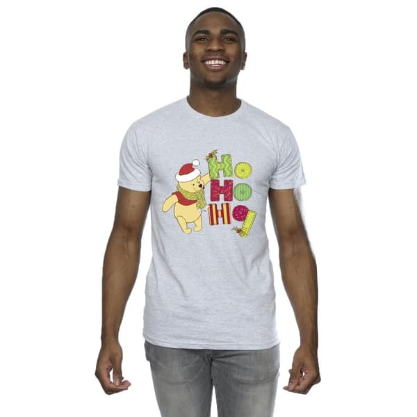 Disney Mens Winnie The Pooh Ho Ho Ho Scarf T-Shirt