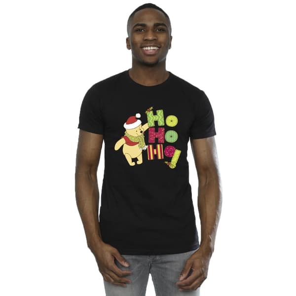 Disney Mens Winnie The Pooh Ho Ho Ho Scarf T-Shirt