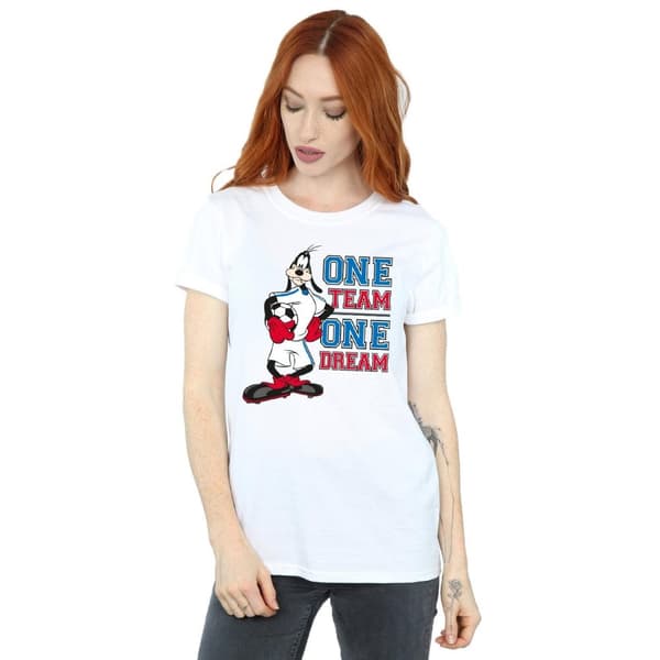 Disney Dam/Tjej Goofy One Team One Dream Boyfriend T-shirt i bomull
