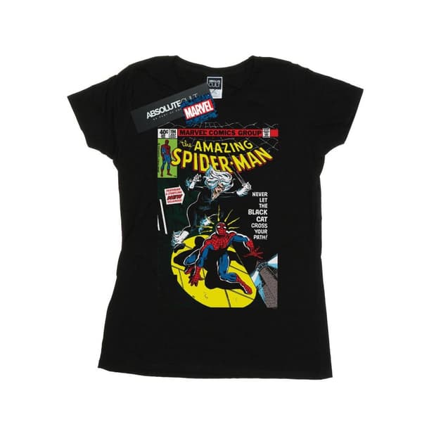 Marvel Dam/Tjej Spider-Man Svart Kattöverdrag Bomulls-T-shirt Black S