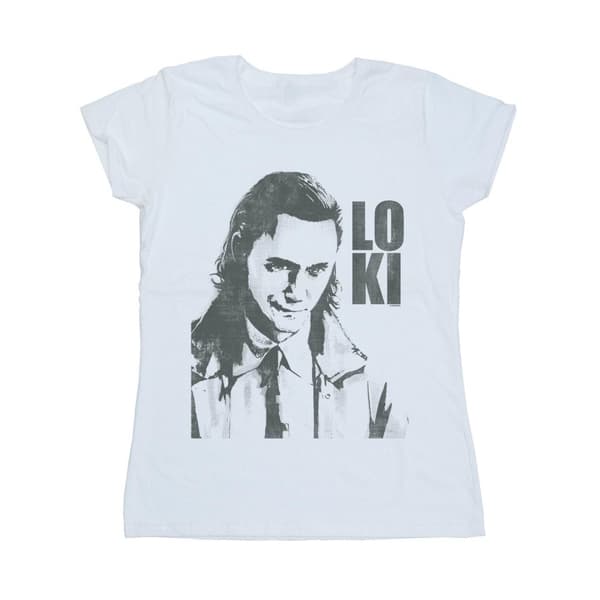 Marvel Womens/Ladies Loki Head Poster Cotton T-Shirt White XXL