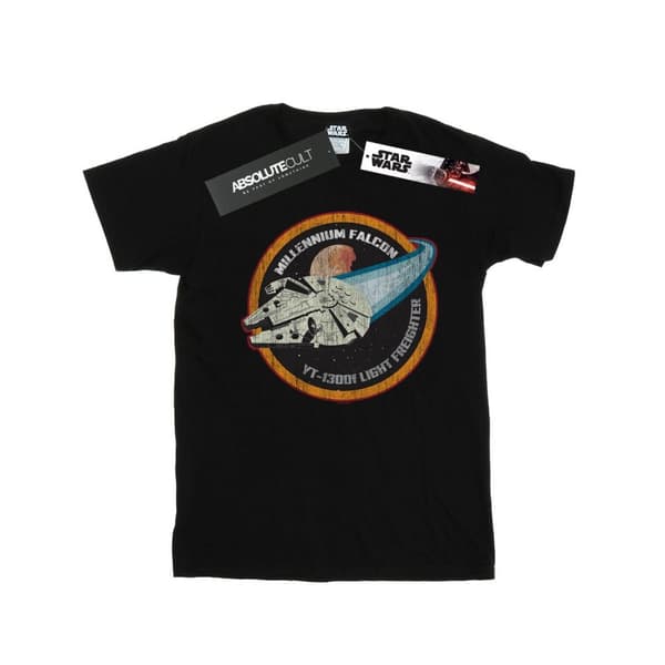 Star Wars Girls Millennium Falcon Badge Cotton T-Shirt Black 12-13 Years