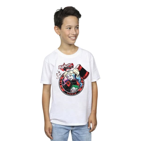 DC Comics Boys Harley Quinn Joker Patch T-Shirt