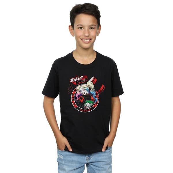 DC Comics Boys Harley Quinn Joker Patch T-Shirt
