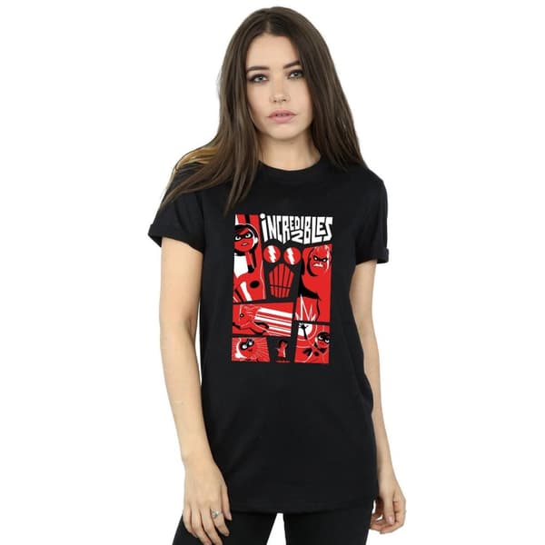 Disney Womens/Ladies The Incredibles Collage Cotton Boyfriend T-Shirt