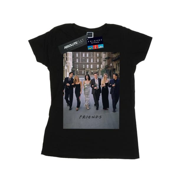 Friends T-shirt i bomull med champagne och blommor för damer/damer