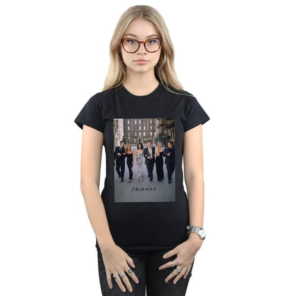 Friends T-shirt i bomull med champagne och blommor för damer/damer