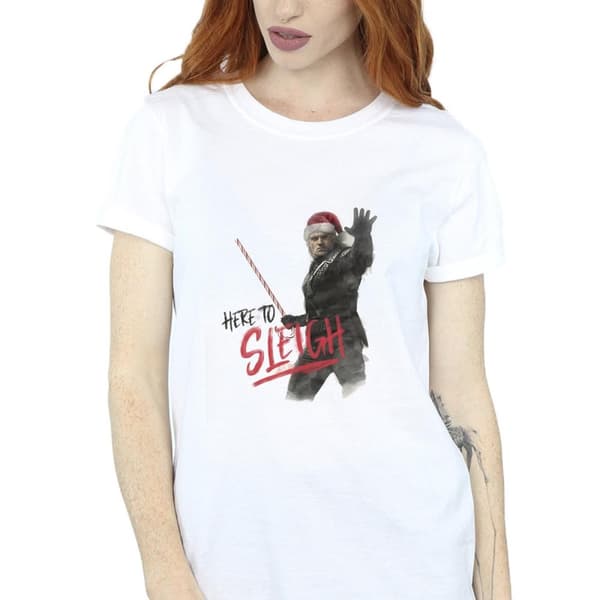 Netflix Dam/Tjej The Witcher - pojkvänst-shirt i bomull med texten Here To Sleigh