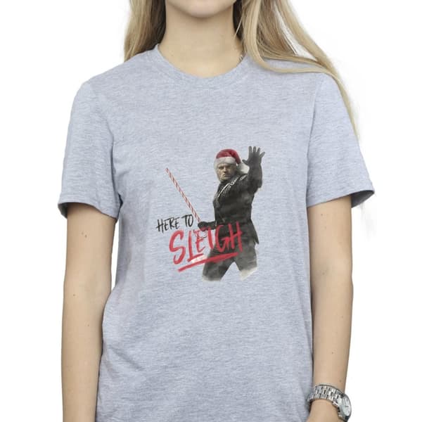 Netflix Dam/Tjej The Witcher - pojkvänst-shirt i bomull med texten Here To Sleigh