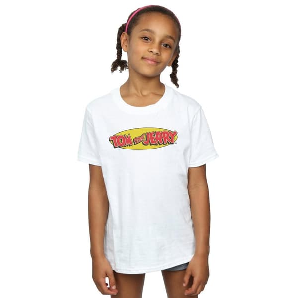 Tom And Jerry Girls Inline Logo Cotton T-Shirt